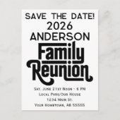 Family Reunion Modern Black White Save The Date シーズンポストカード (正面)