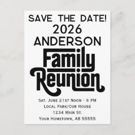 Family Reunion Modern Black White Save The Date シーズンポストカード