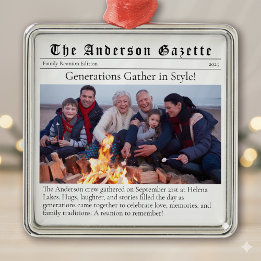 Family Reunion Photo Keepsake Newspaper メタルオーナメント