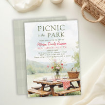 Family Reunion Picnic Elegant Watercolor Art Green