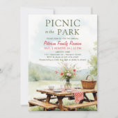 Family Reunion Picnic Elegant Watercolor Art Green 招待状 (正面)