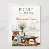 Family Reunion Picnic Park Elegant Watercolor Art 招待状 (正面)