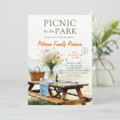 Family Reunion Picnic Park Elegant Watercolor Art 招待状 (スタンド正面)