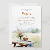Family Reunion Summer Picnic Elegant Watercolor 招待状 (正面)