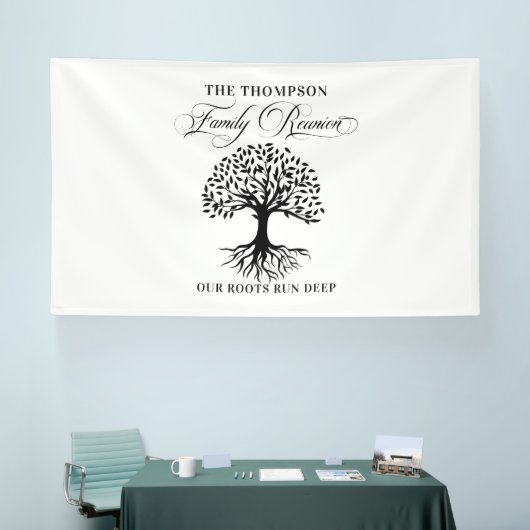 Family reunion tree backdrop banner 横断幕 (トレードショー)