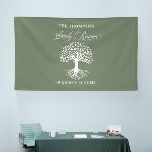 Family reunion tree backdrop banner 横断幕 (トレードショー)