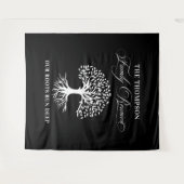 Family reunion tree backdrop banner black タペストリー (正面(横))