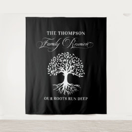 Family reunion tree backdrop banner black タペストリー