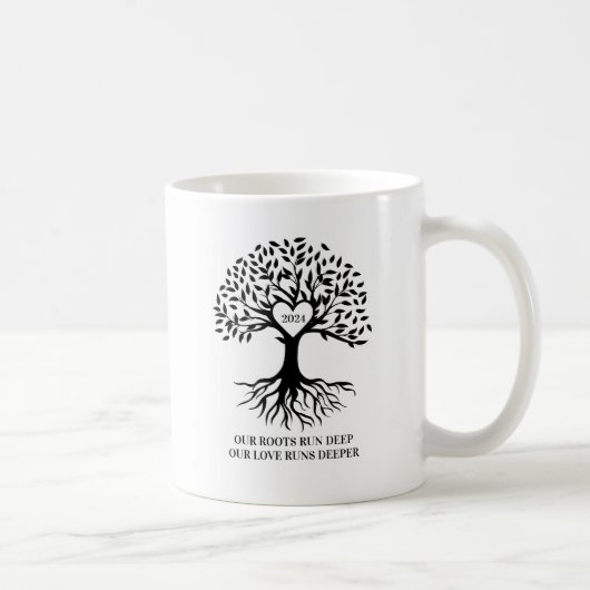 Family reunion tree black and white mug コーヒーマグカップ (右)