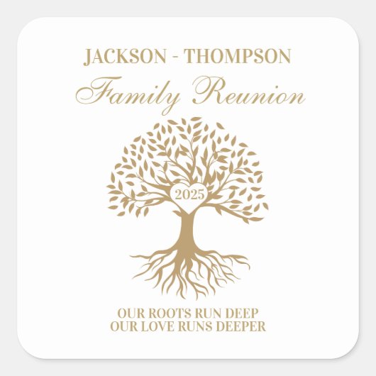 Family reunion tree white スクエアシール (正面)