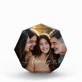 Family Script Heart Octagon Photo Block フォトブロック