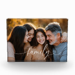 Family Script Heart Photo Acrylic Block フォトブロック