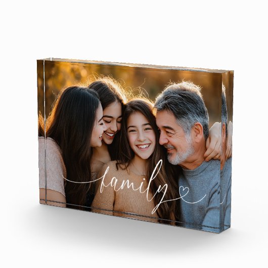 Family Script Heart Photo Acrylic Block フォトブロック (右)