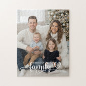 Family Script Photo Heart Name Custom ジグソーパズル (縦)