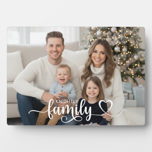 Family Script Photo Heart Name Custom Display フォトプラーク (正面)