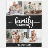 Family Script Typography Photo Collage フリースブランケット (正面)