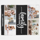 Family Script Typography Photo Collage フリースブランケット (正面(横))