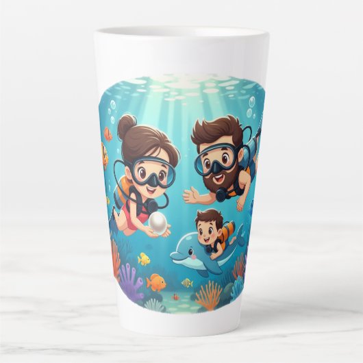 Family Scuba Diving Adventure カフェラテマグ (正面)