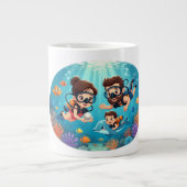 Family Scuba Diving Adventure ジャンボコーヒーマグカップ (正面)