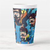 Family Scuba Diving Fun カフェラテマグ (正面)