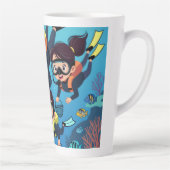 Family Scuba Diving Fun カフェラテマグ (右)