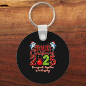 Family Shark Christmas 2025 Santa Merry Time Spent キーホルダー (正面)