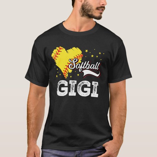 Family Softball Palyer Gigi Softball Mother Grandm Tシャツ (正面)