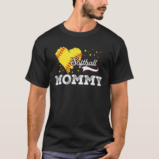 Family Softball Palyer Mommy Softball Mother Grand Tシャツ (正面)