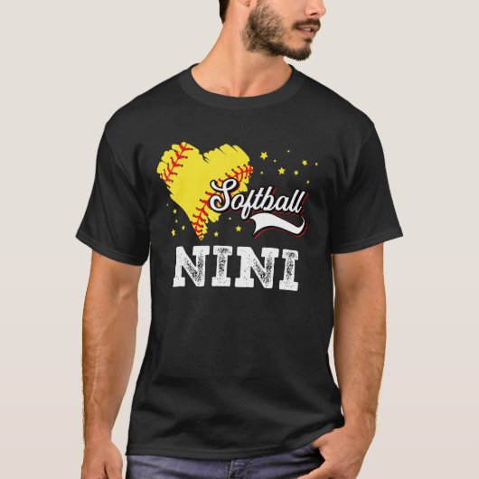 Family Softball Palyer Nini Softball Mother Grandm Tシャツ (正面)