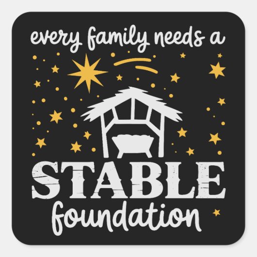 Family Stable Foundation Christian Jesus Christmas スクエアシール (正面)