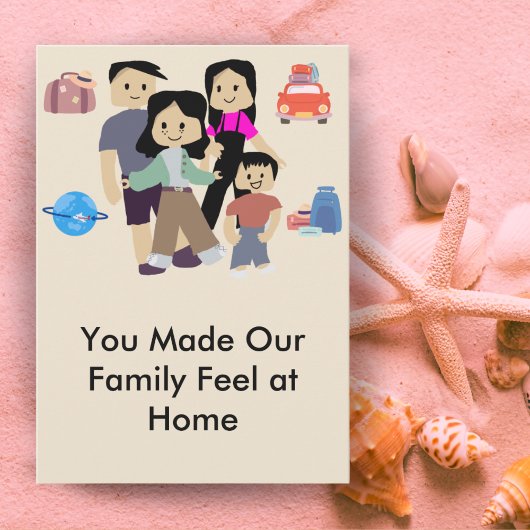Family Stay Host Card with Custom Message Option サンキューカード