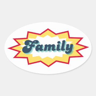 Family Sticker, comic book pop design 楕円形シール