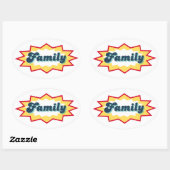 Family Sticker, comic book pop design 楕円形シール (シート)