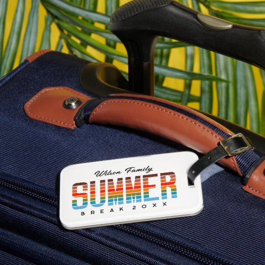 Family Summer Break Sunset Beach  ラゲッジタグ (正面インサイチュ3)