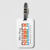 Family Summer Break Sunset Beach  ラゲッジタグ (正面縦)