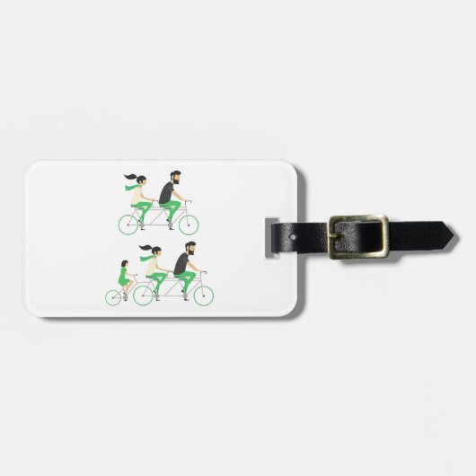 Family Tandem Bicycle Cycling ラゲッジタグ (正面横)