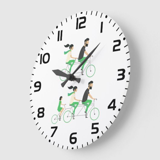 Family Tandem Bicycle Cycling ラージ壁時計 (傾斜)