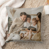 Family Text overlay boho classy cozy Throw Pillow クッション (ブランケット)