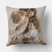Family Text overlay boho classy cozy Throw Pillow クッション (裏面)