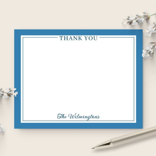 Family Thank You Patina Blue Modern Stationery ノートカード