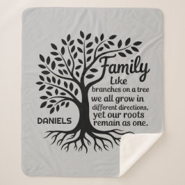Family Tree Black & Gray Personalized シェルパブランケット