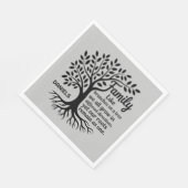 Family Tree Black & Gray Personalized Family Name スタンダードランチョンナプキン (角)