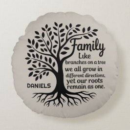 Family Tree Black & Tan Personalized ラウンドクッション