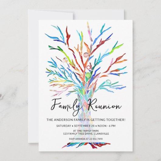 Family Tree Family Reunion QR Code 招待状 (正面)