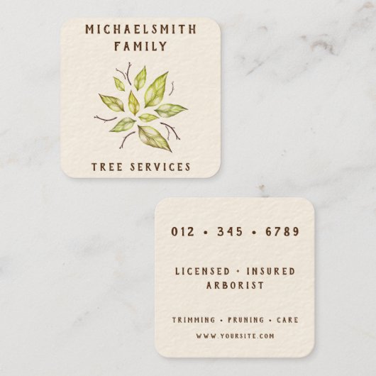 Family Tree Landscaping  スクエア名刺 (正面/裏面)