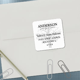 Family Tree Return Address Family Reunion スクエアシール