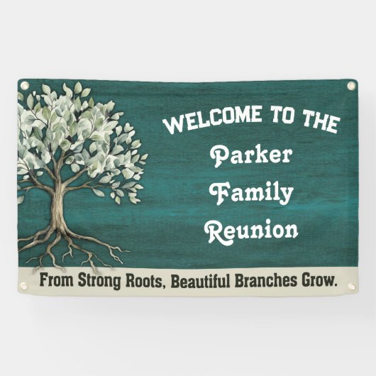 Family Tree Reunion Rustic Welcome 横断幕 (横)