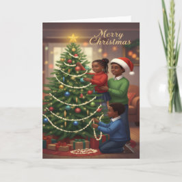 Family Tree Trimming – Merry Christmas Kids Card カード