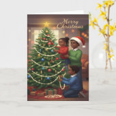 Family Tree Trimming – Merry Christmas Kids Card カード (黄色い花)