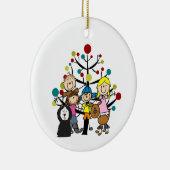 Family Two Dogs with Tree セラミックオーナメント (右)